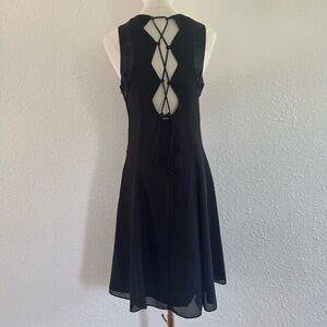 Witchy whimsigoth 90s corset back Black Lace Up Back Cocktail Dress Made in USA